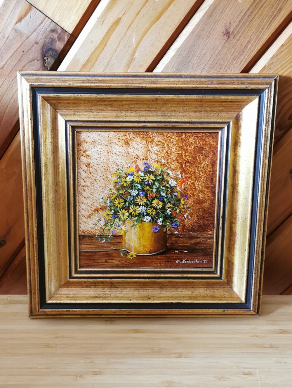 Gerda Neubacher 1982 Original Oil Painting Framed Floral Art